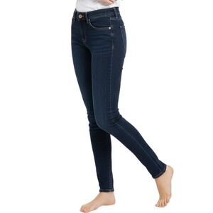 bebe Jeans Size 27 Dark Wash Blue Skinny Fit Versatile Contemporary Mid Rise Fit